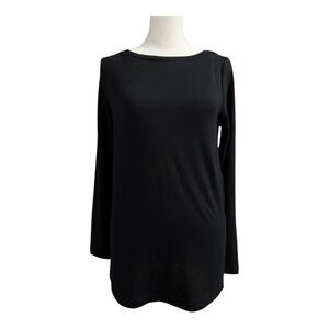 Banana Republic Black Knit Tunic with Side Slits - Long Sleeve Essential